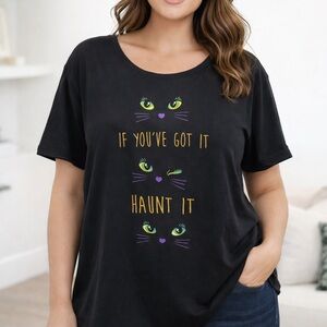 Halloween Black Cat-Themed Speepwear T-Shirt size L